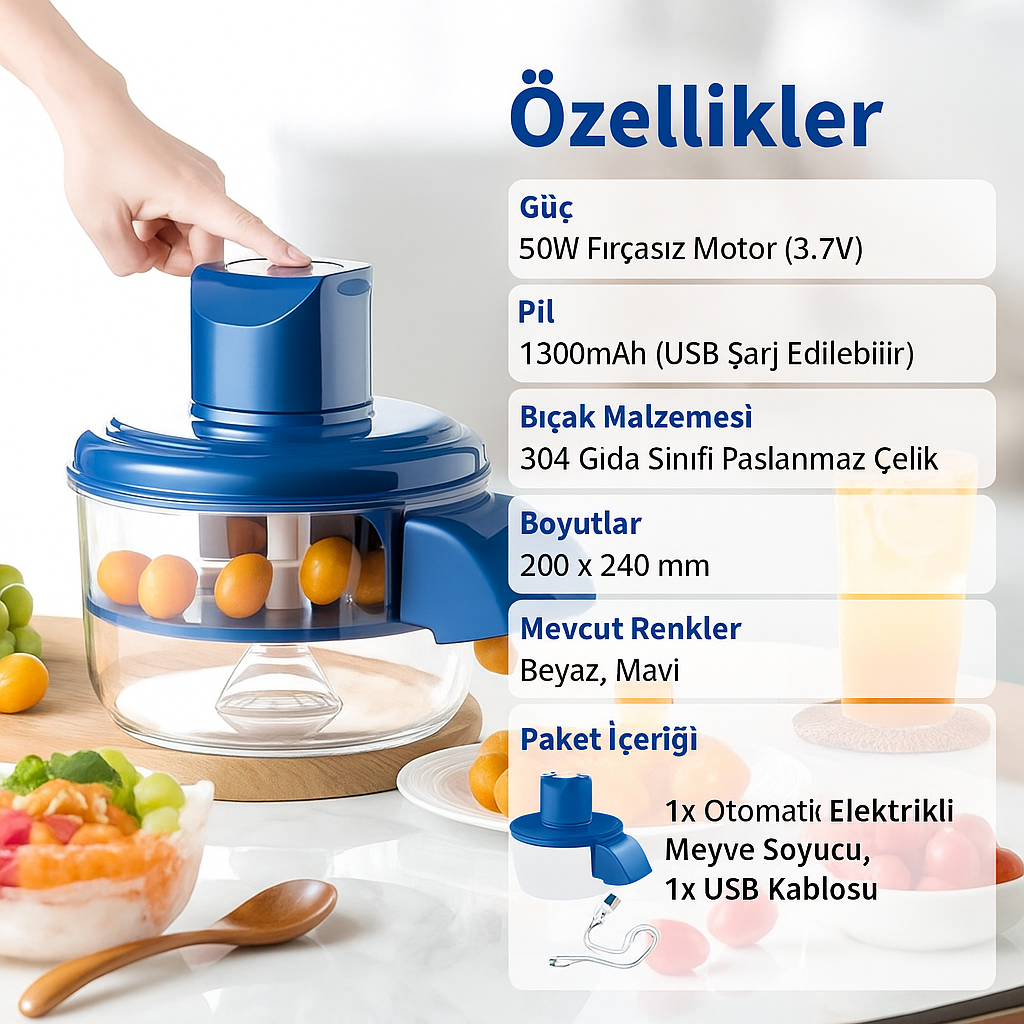 Şarjlı Meyve & Sebze Soyucu – Zahmetsiz ve Hızlı!